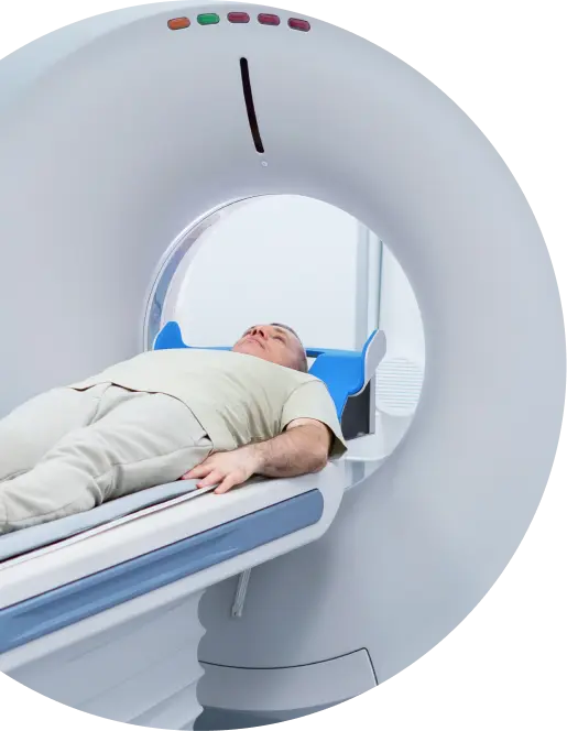 man on ct scan machine