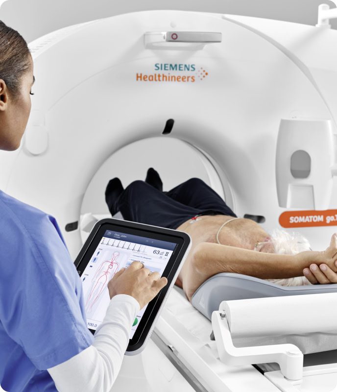 lady doctor with a tab in her hand